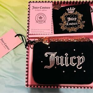 Juicy Couture Black and Gold Wristlet Set